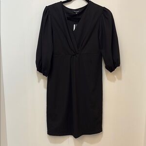 Lea & Viola Black Sheath Dress with Puff Sleeves